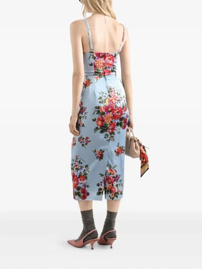 Dolce & Gabbana Floral Midi Dress Fitted Silhouette In Multi