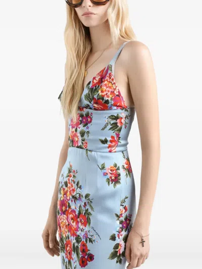 Dolce & Gabbana Floral Midi Dress Fitted Silhouette In Multi