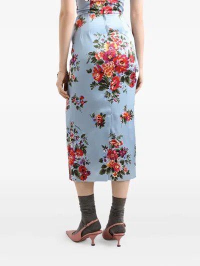 Dolce & Gabbana Floral Midi Dress Fitted Silhouette In Multi
