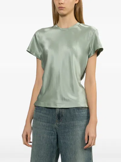 Helmut Lang Silk Satin Top In Green