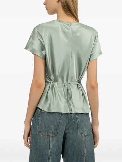 Helmut Lang Silk Satin Top In Green