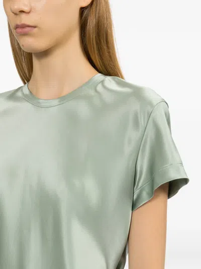Helmut Lang Silk Satin Top In Green