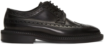 Burberry Leather Wingtip Brogues With Rubber Sole In Black | ModeSens