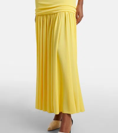 Jacquemus Yellow Dress With Straight Neckline And Gathered Waist In Tech Fabric Woman In Yellow