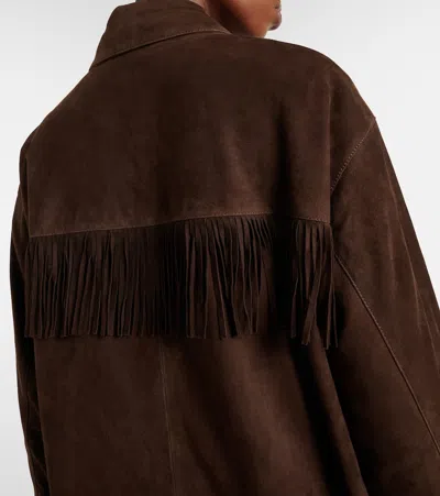 Nili Lotan Foudre Fringe-trimmed Suede Jacket In Burgundy