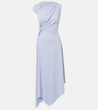 Victoria Beckham Sleeveless Twisted Asymmetric Midi Dress In Blue