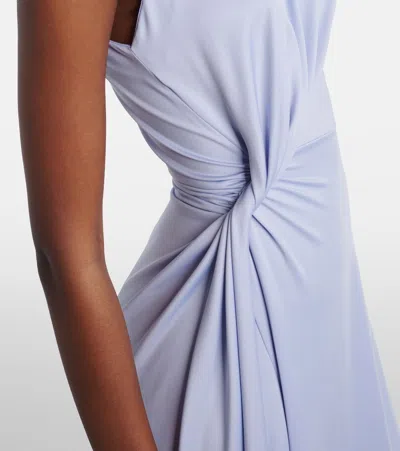 Victoria Beckham Sleeveless Twisted Asymmetric Midi Dress In Blue