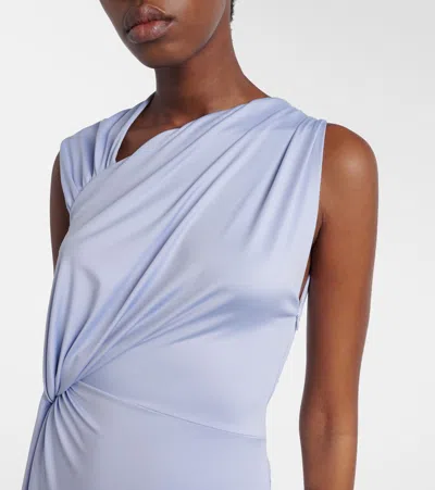 Victoria Beckham Sleeveless Twisted Asymmetric Midi Dress In Blue