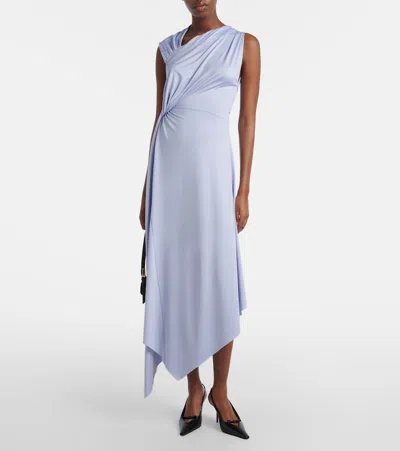 Victoria Beckham Sleeveless Twisted Asymmetric Midi Dress In Blue