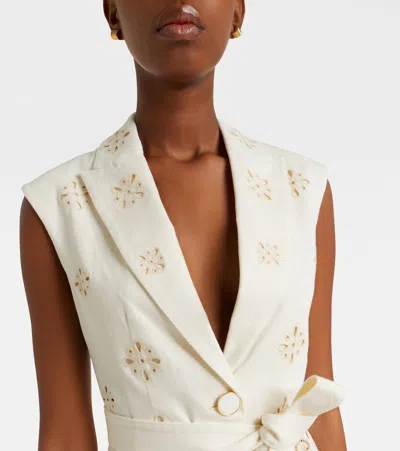 Veronica Beard Townes Eyelet Cotton Twill Vest In White
