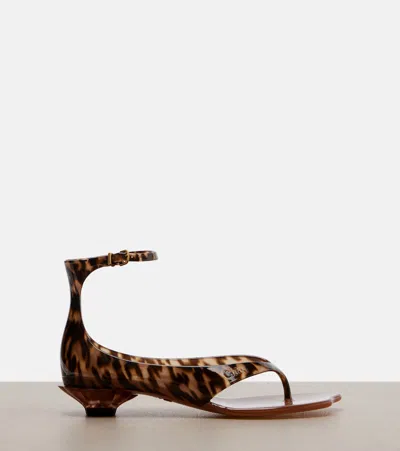 Chloé Jelly Flip-flop Sandals Tropical Print Shell Heel In Brown