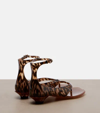 Chloé Jelly Flip-flop Sandals Tropical Print Shell Heel In Brown