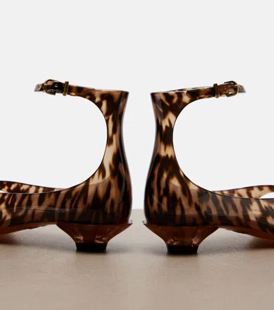 Chloé Jelly Flip-flop Sandals Tropical Print Shell Heel In Brown