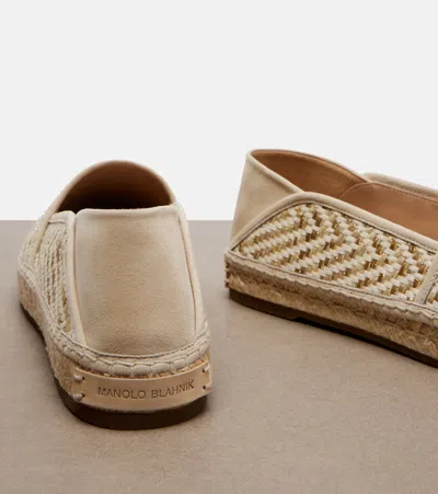Manolo Blahnik Espadra Raffia-effect Espadrilles In Neutral