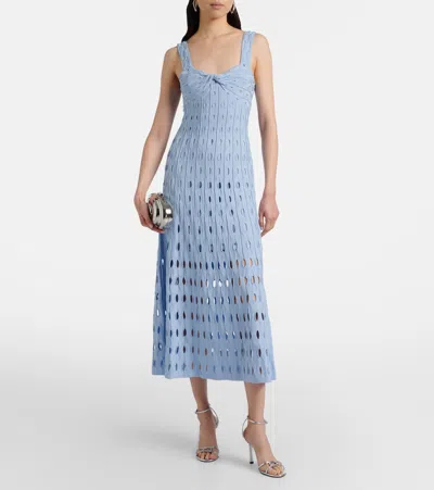 Simkhai Christina Knit Twist-front Midi Dress In Blue