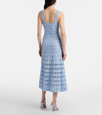 Simkhai Christina Knit Twist-front Midi Dress In Blue