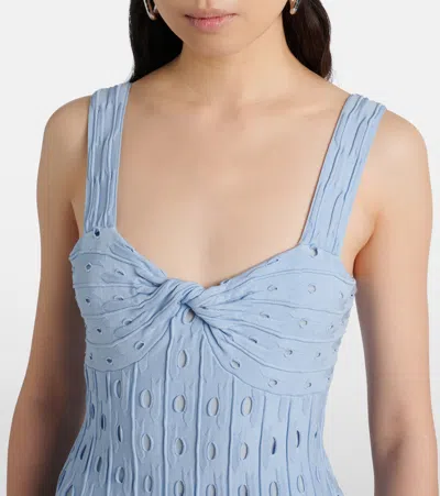 Simkhai Christina Knit Twist-front Midi Dress In Blue