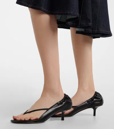 Jacquemus Nu Pieds B Open Toe Kitten Heel Sandals In Black