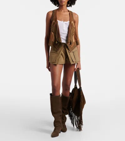 Isabel Marant Barta Cargo Shorts Straps Multiple Pockets In Neutral