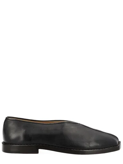 Lemaire 20mm Square-toe Piped Leather Loafers In Brown