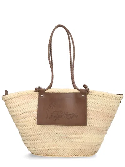 Castaã±er Shoulder Bag Campania Braided Handles Rectangular In Brown