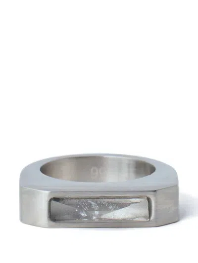 Rick Owens Brushed Rectangular Ring In Metallic
