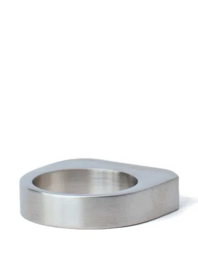 Rick Owens Brushed Rectangular Ring In Metallic