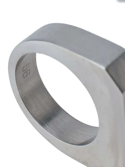 Rick Owens Brushed Rectangular Ring In Metallic