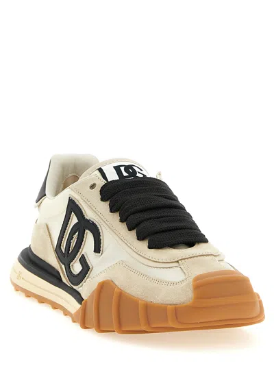 Dolce & Gabbana Dg Athletic Black Low Top Sneakers With Logo Patch On The Tongue And Maxi Logo On The Side In Suede 