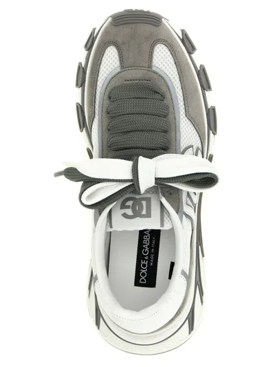 Dolce & Gabbana Dg Country Road Sneaker In Leather And Fabric In Gray