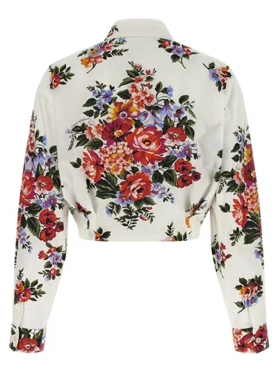 Dolce & Gabbana Cotton Shirt With A Bouquet Of Flowers Print Shirts White In Multi