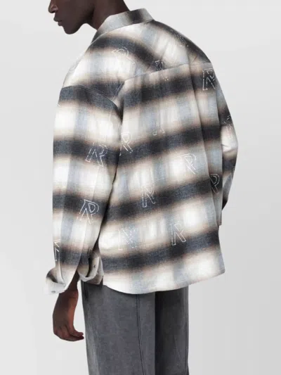 Represent Flannel Shirt With All-over Initials In Gray