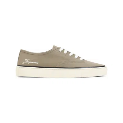 Jacquemus Cotton Low-top Sneakers With Embroidered Logo In Brown
