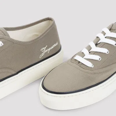 Jacquemus Cotton Low-top Sneakers With Embroidered Logo In Brown