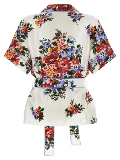 Dolce & Gabbana Vanity Floralprint Silk Twill Shirt In White In Multi