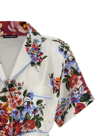 Dolce & Gabbana Vanity Floralprint Silk Twill Shirt In White In Multi