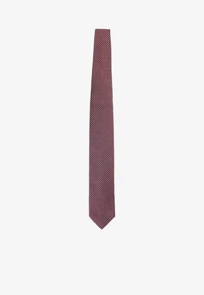 Lanvin Slim Tie Circle Dot Motif Design In Red