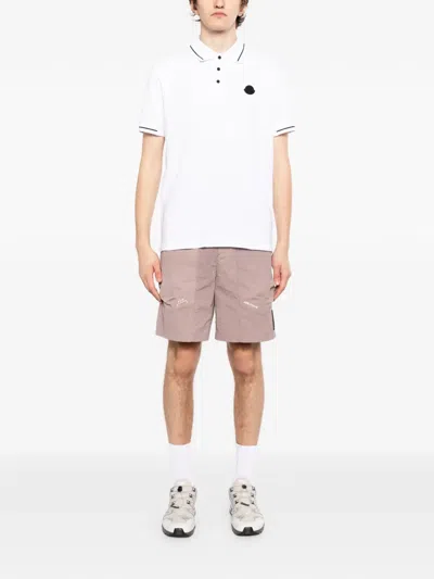 Moncler White Logo Patch Cotton Polo In White