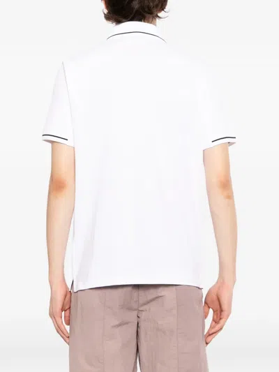 Moncler White Logo Patch Cotton Polo In White