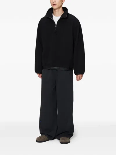 Off Duty Half Zip Crush Pullover In Black