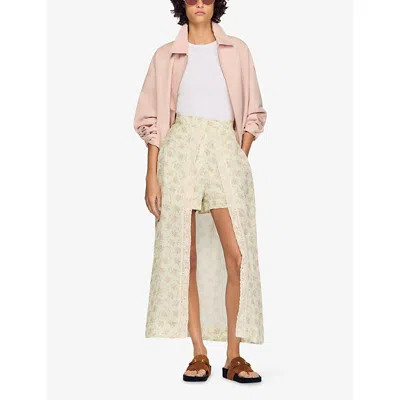 Sandro Floral Print Maxi Skort In Multi