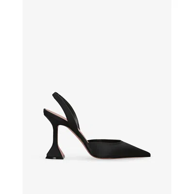 Amina Muaddi Holli 95 Sling Pointed-toe High-heeled Sandals In Black