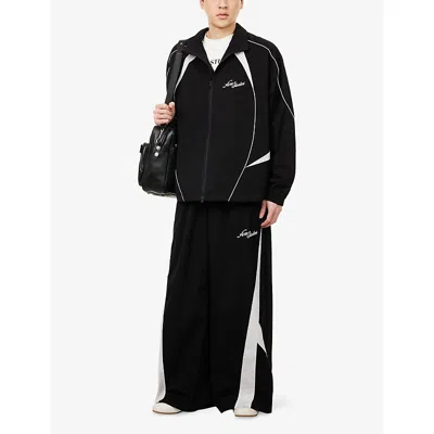 Acne Studios Technical Logo-embroidered Striped Cotton-blend Jacket In Black