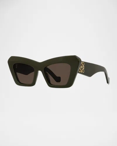 Loewe Anagram Acetate Cat-eye Sunglasses In Green