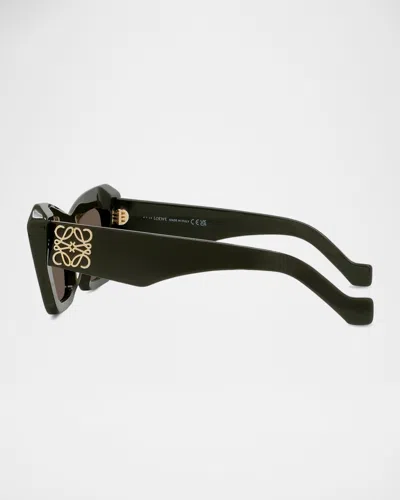 Loewe Anagram Acetate Cat-eye Sunglasses In Green