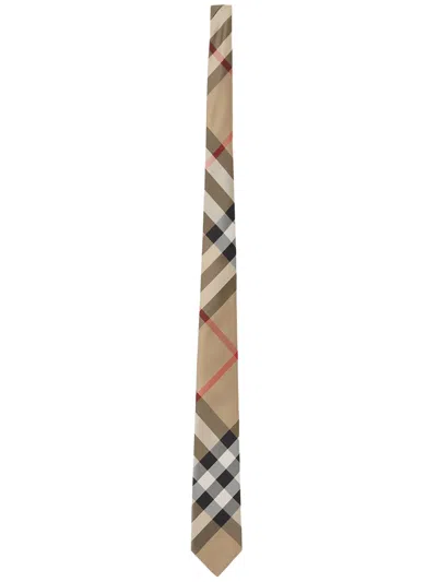 Burberry Exploded Check Tie In Neutral