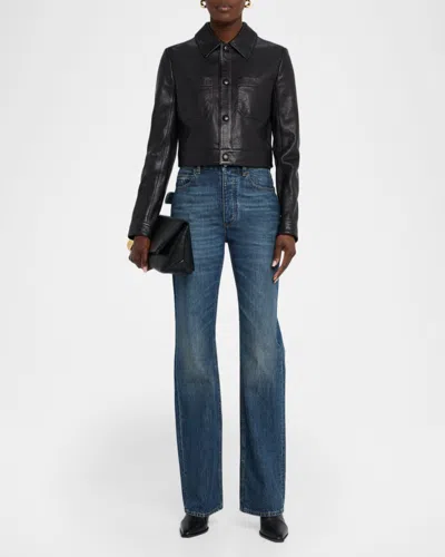 Frame The Small Leather Jacket In Black