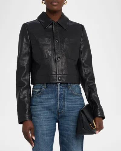 Frame The Small Leather Jacket In Black