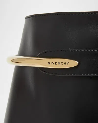Givenchy Women Black Ankle Boots With Wedge Heels And Logo Plaque On The Side In Leather Woman In Black