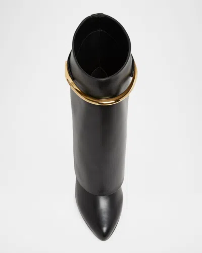 Givenchy Women Black Ankle Boots With Wedge Heels And Logo Plaque On The Side In Leather Woman In Black